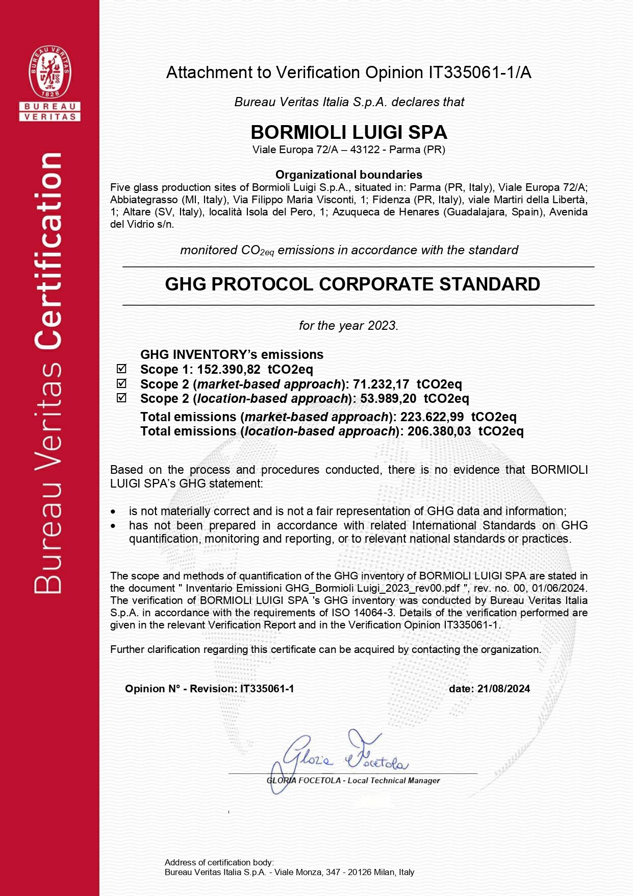 GHG PROTOCOL CORPORATE STANDARD certification