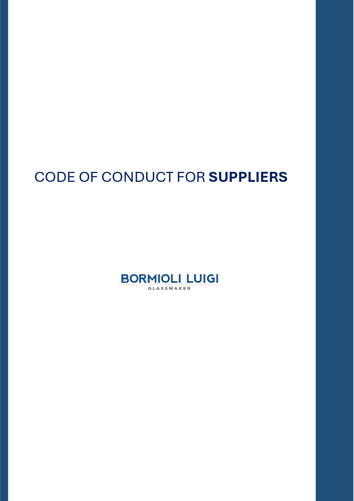 Code of conduct <br /> for suppliers